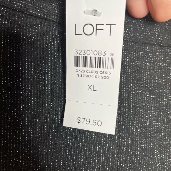 LOFT Pleated Metallic Striped Straight Leg Dress Pants Black Womens XL - Picture 5 of 8